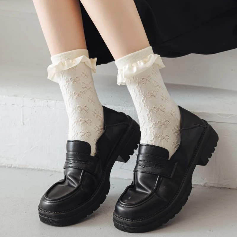 1 Pair Woman Lace Short Summer Socks Japanese Maiden Lovely Sweet Ruffle Cotton Lolita Style Princess Socks High Quality