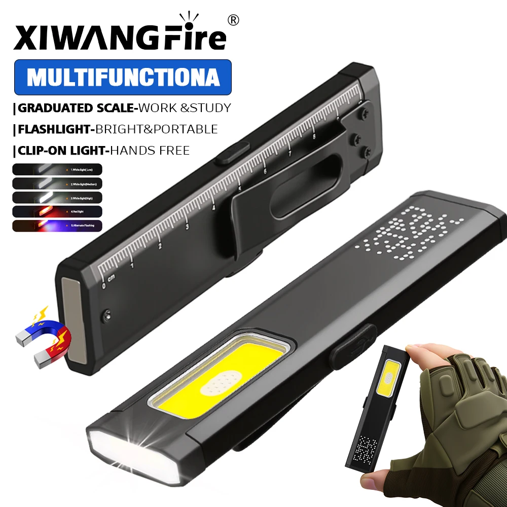 Mini Portable Rechargeable LED Torch Light, Waterproof Outdoor Work Pocket Flashlight with Magnetic Grip, Compact LED Flashlight