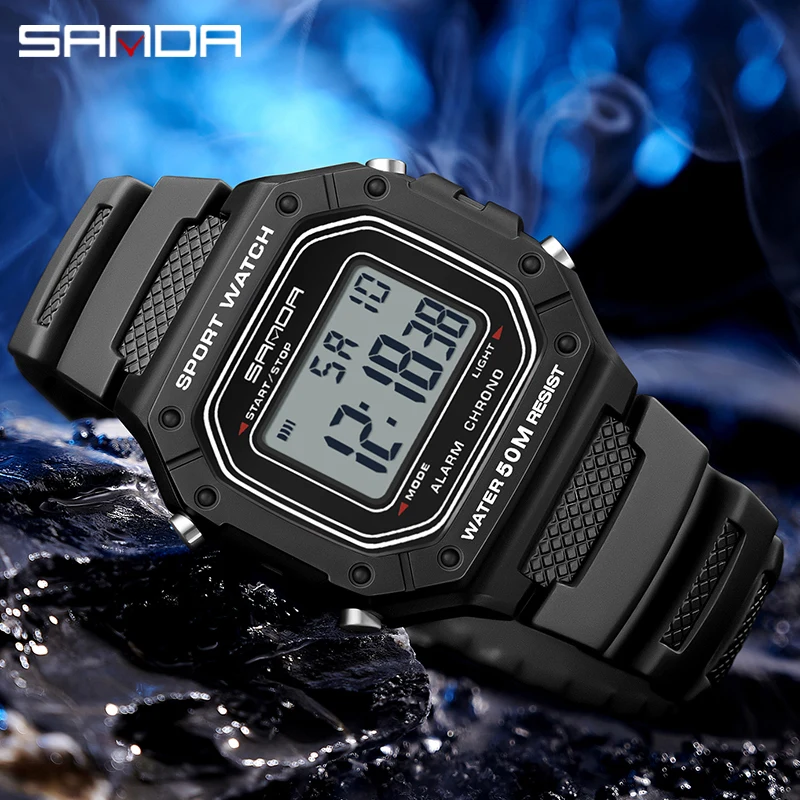 

SANDA New Model Of 2023 Electronic Digital Sport Watches Army Big Dial Led Digital Outdoor Wristwatches Stopwatches For Male