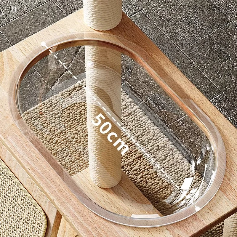 Solid Wood Cat Tree Indoor Cats Tower Transparent Bed Sisal Toy Scratcher Claw Trees Pets Catnap Hammock Cat Tree Post