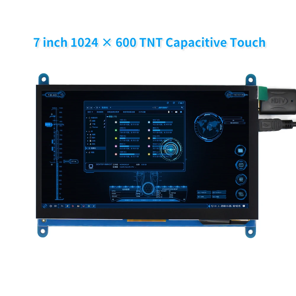 Display schermo modulo LCD TFT touch panel capacitivo TNT da 7 pollici 1024 * 600