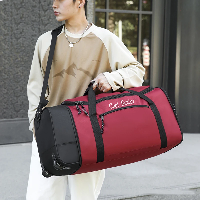 70L Large Capacity Travel Bag With Wheels Foldable Travel Handbags Scalable Crossbody Bag Multi Functional Storage Luggage Bag