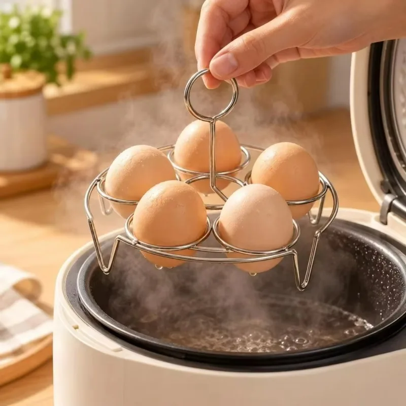 Stainless Steel Egg Steamer Rack with Lifting Loop MiniFood Steaming Basket for Saucepan Rice Cooker and Soup Pot Heat Resistant