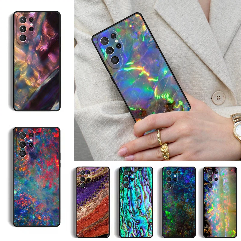 Geode opal iridescent holographic marble Phone Case for Samsung Galaxy S26 S25 Ultra S24 S23 S22 S21 Plus Note 10 Bumper Cover
