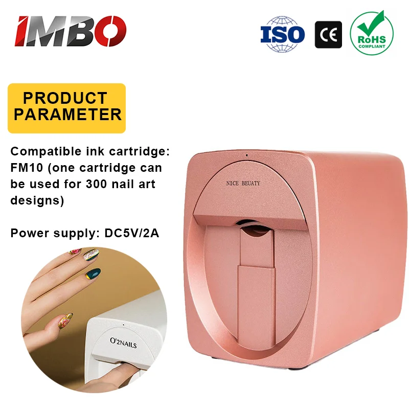 Nail Art Smart Printer Q3 2400dpi HD Printing WiFi Mobile APP Control Portable for Home/Salon with UV Lamp & Ink Cartridge
