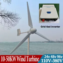 10KW 20KW 30KW Wind Turbine Generator Household Wind Power 24V 48V 96V 220V 380V Free Energy Windmill With On grid Inverter