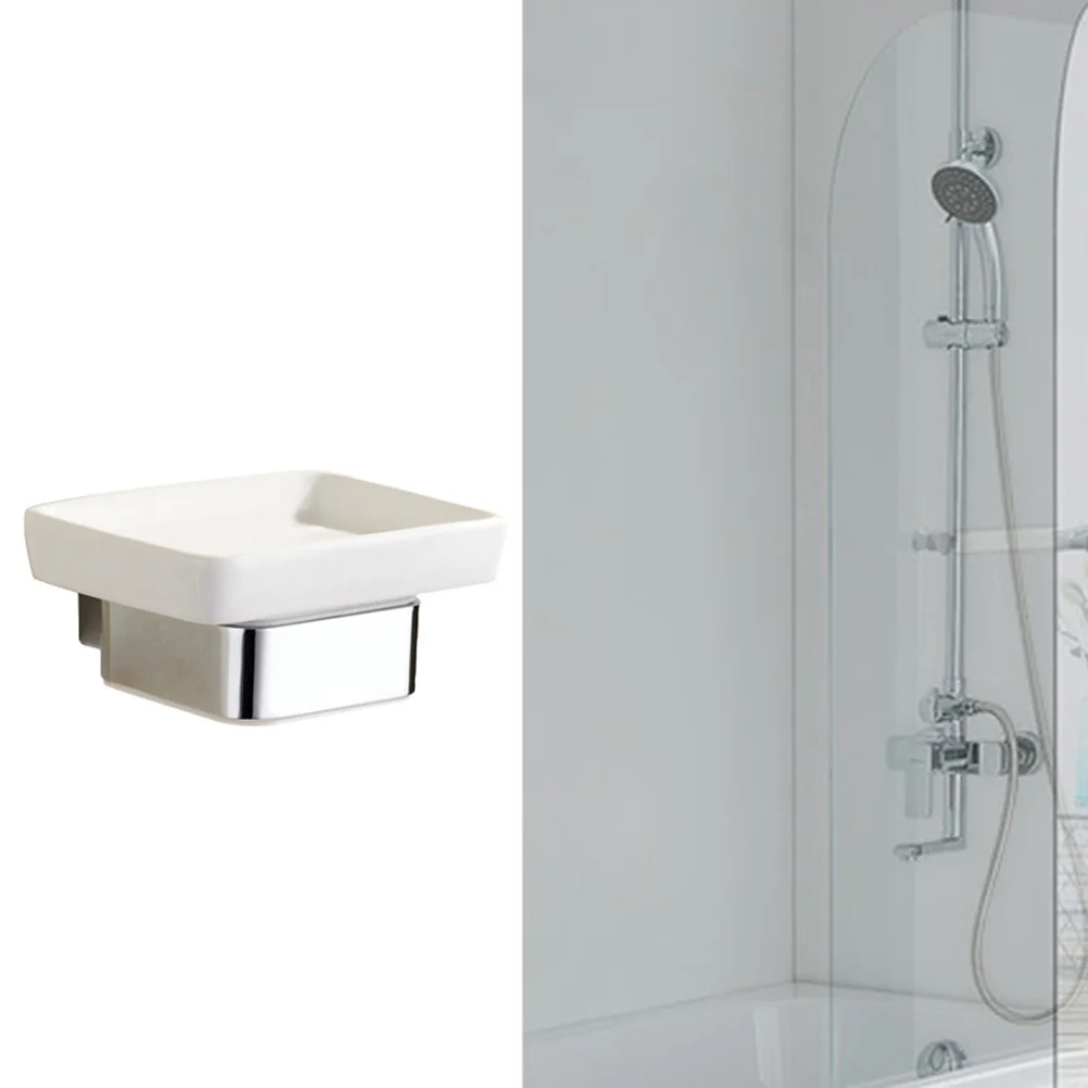 حامل الصابون طبق السيراميك سبائك الزنك حامل جدار جبل دش الحمام الصابون الرف سهلة التركيب توفير المساحة #5