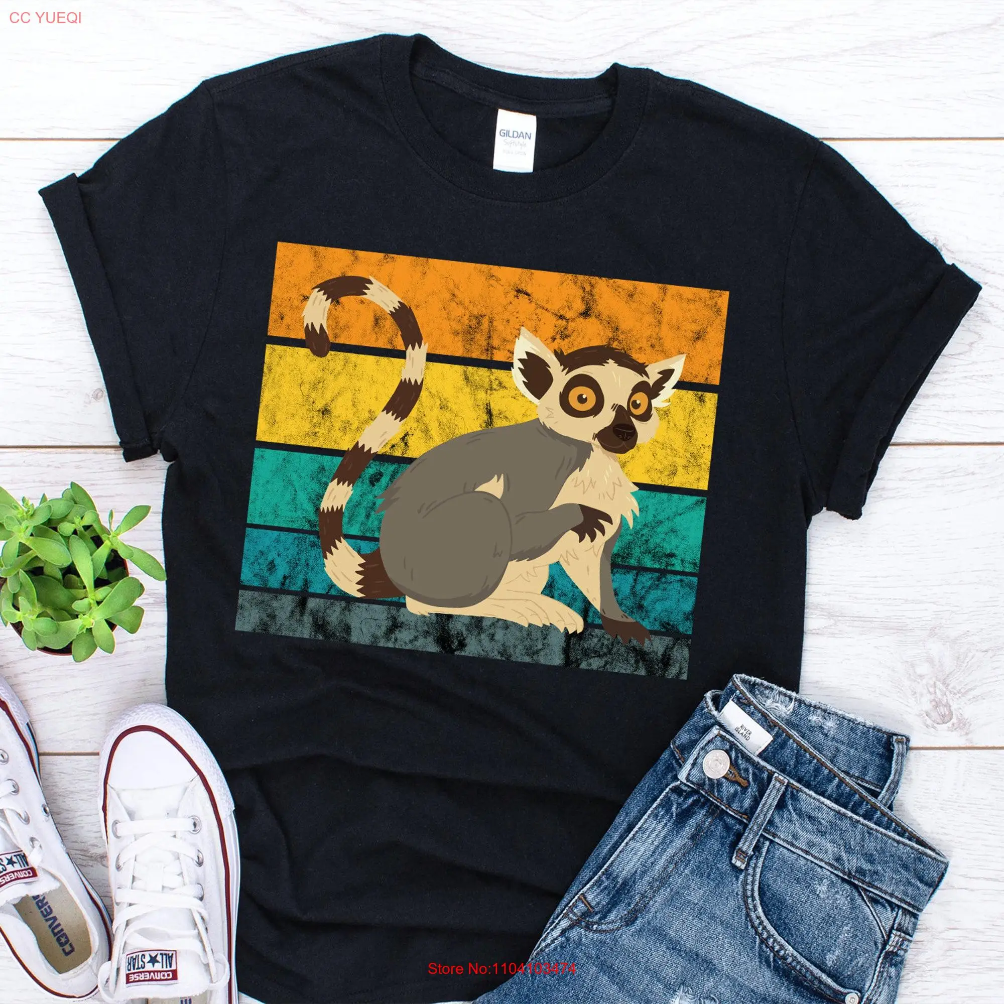 Lemur Retro T Shirt Lover Fan For Primatology ZoologisT Pet long or short sleeves