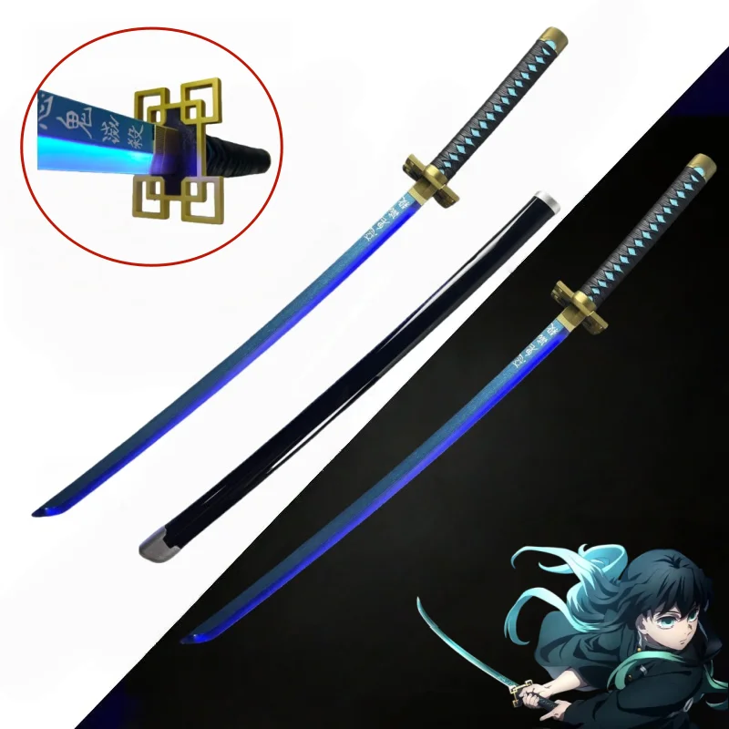 104 cm Heldere Katana LED Licht Zwaard Kimetsu Geen Yaiba Anime Cosplay Prop Real Size Japanse Katana Samurai Sabel Demon Slayer