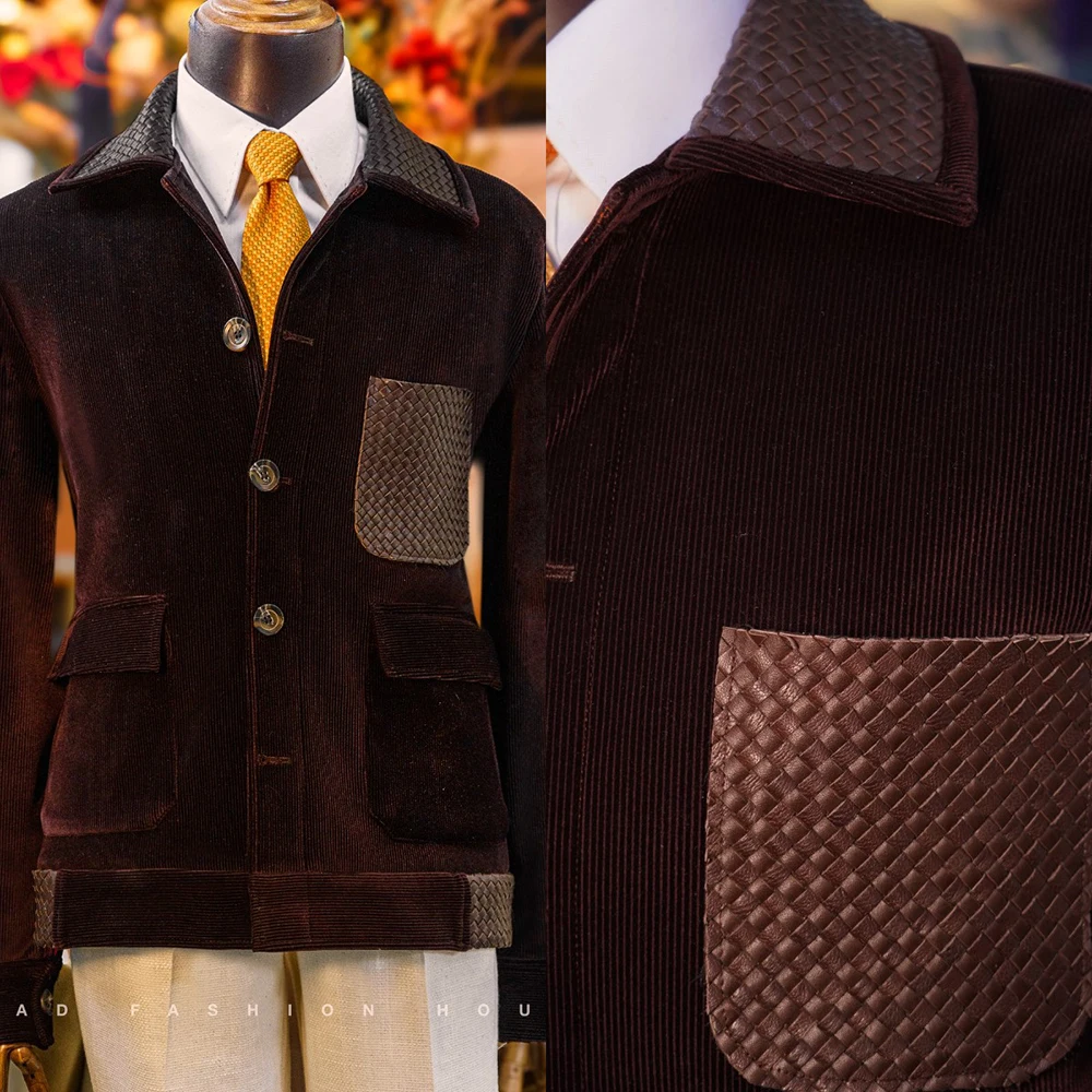 Casaco de casamento de veludo vintage para homens gola único breasted casaco de negócios blazer apenas jaqueta feita sob encomenda