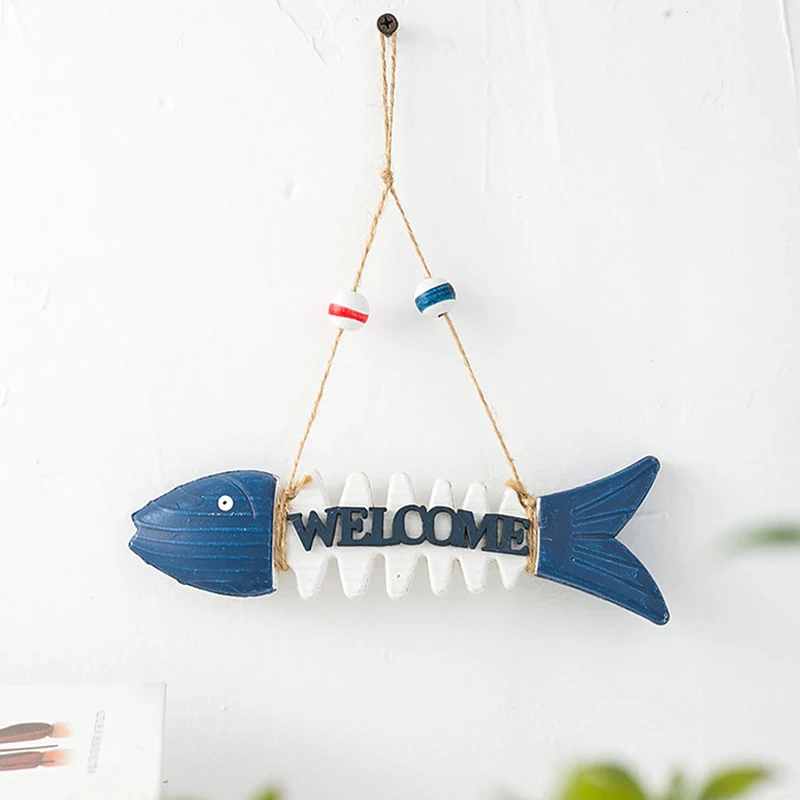 

Wooden Welcome Sign Front Door Fish Sculpture Nautical Theme Decor Wall Hanging Plaque Ornament Home Farmhouse Porch Decoration