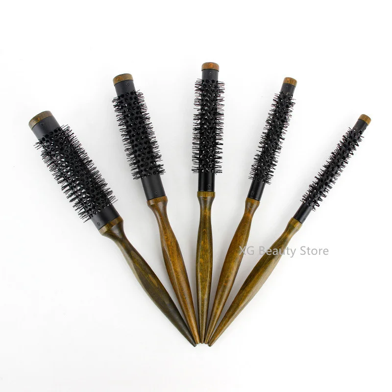 

Новинка, 1/5 шт., деревянная круглая бочка, расческа для волос, щетка для волос, нейлоновая расческа, цилиндр, расческа для вьющихся волос, алюминиевая трубка, салонный инструмент для укладки волос