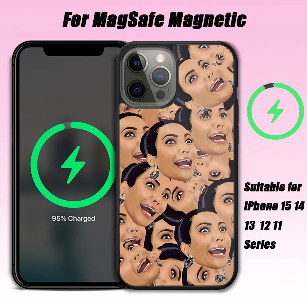 Kimoji K-Kim K-Kardashian Phone Case For iPhone 15 14 13 12 11 Pro Max Plus Phone Magnetic for Macsafe Cases Cover