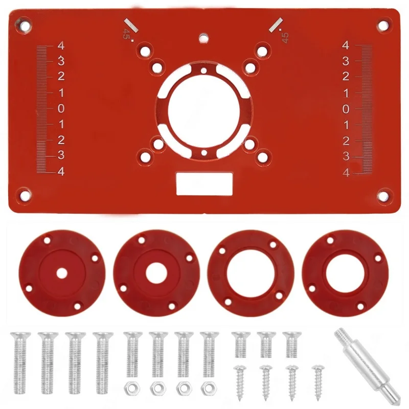 Router Table Insert Plate Woodworking Benches Aluminium Wood Router Trimmer Models Engraving Machine with 4 Rings Tools