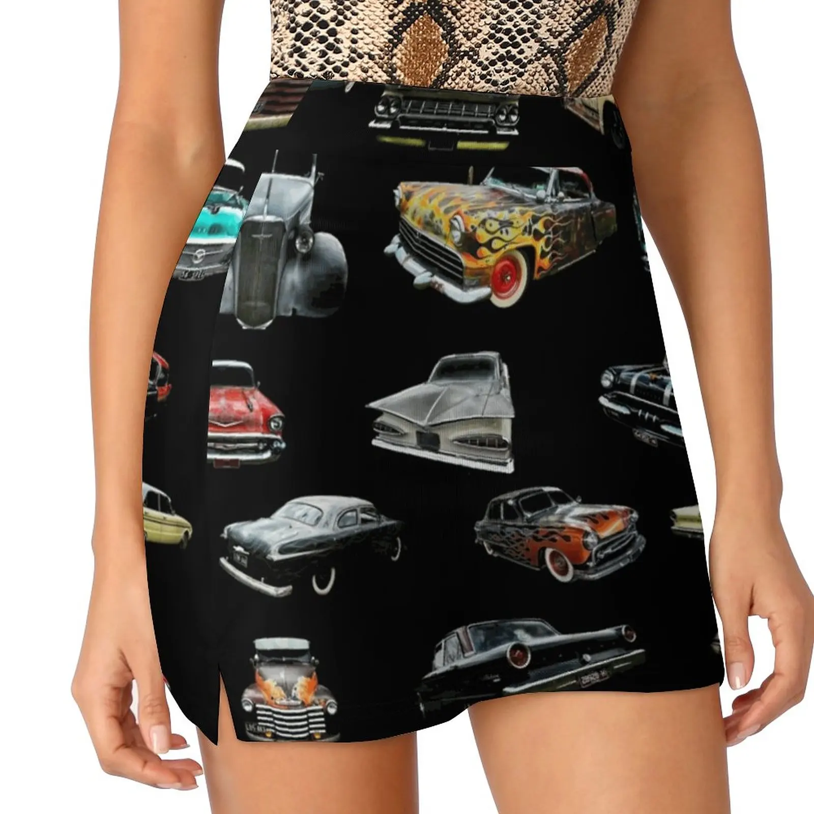 Hot Rod Heaven Women's skirt With Hide Pocket Tennis Skirt Golf Skirts Badminton Skirts Running skirts Hot Rods Cars Cam Coupe