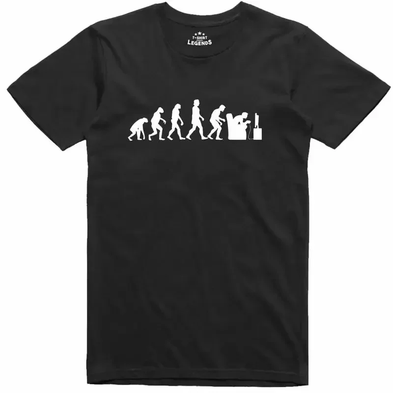 Men Player Funny Evolution From Man To Console Geek Standard Fit T shirt