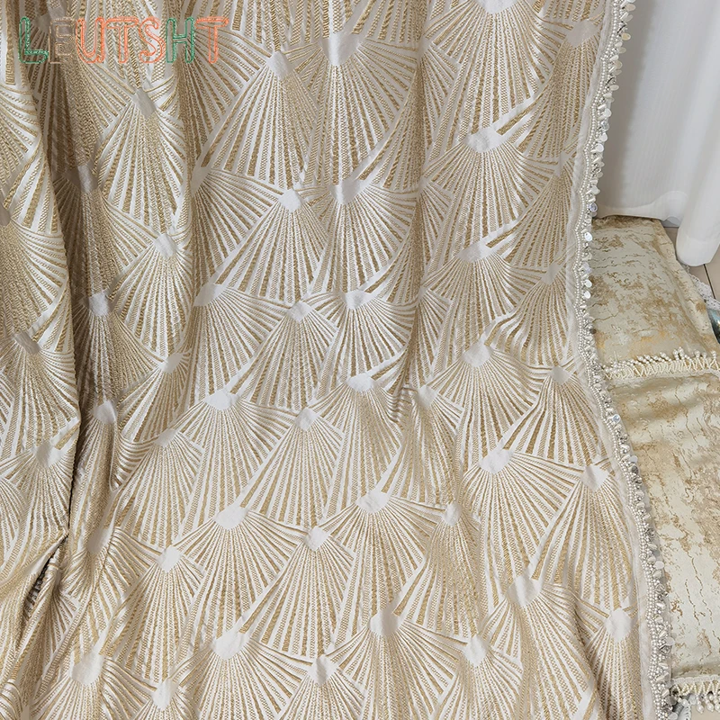 Custom Size French Blackout Curtains Light Luxury Living Room Jacquard Bedroom Villa Room Embossed  Wedding Decoration Curtain