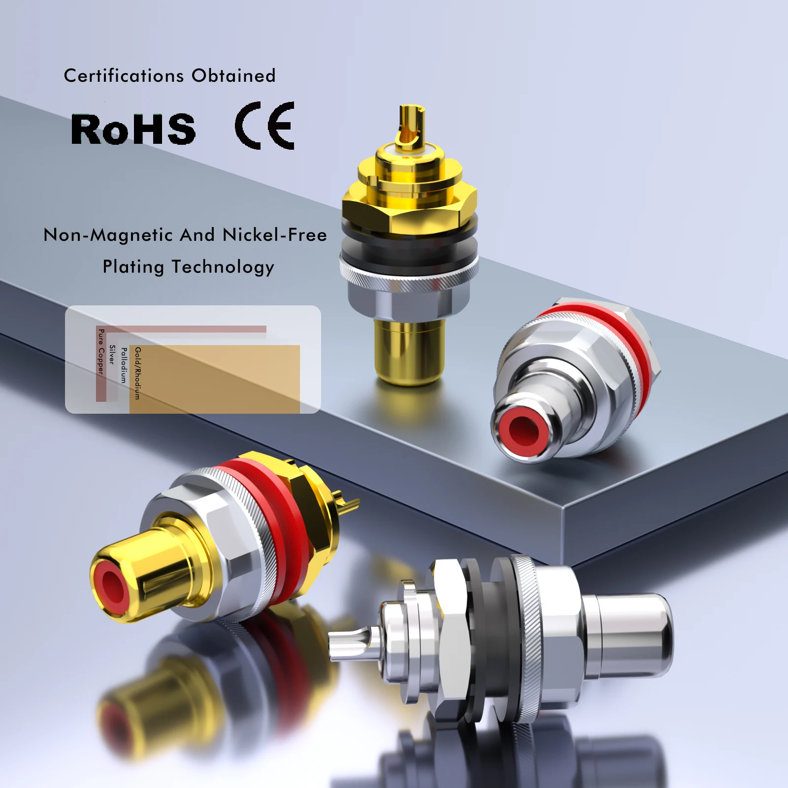 Monosaudio C401R/G Pure Copper RCA Sockets Terminal Chassis Pure Copper Gold/Rhodium Available  Isolation Metal Connectors