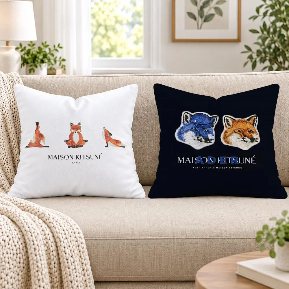 M-MaisonES Luxury K-K-Kitsune Cushion Cover Short Plush Double-Sided Printing Sofa Bedroom Living Room Throw Pillow Cover Decor