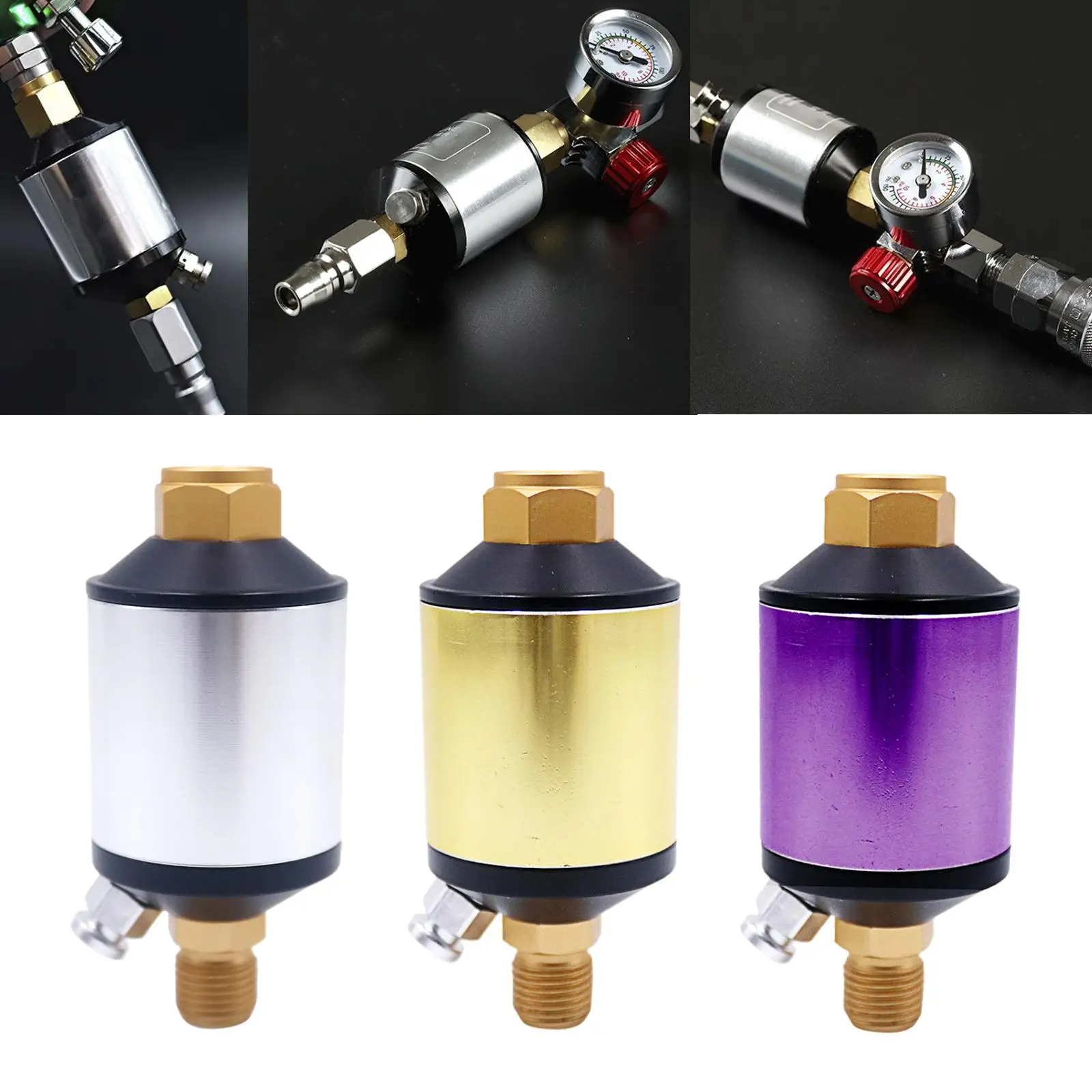 Spray Air Regulator Compressor Adjustable Water Oil Separator Aluminum Body Water Filter Tools Accessories Auto Paint