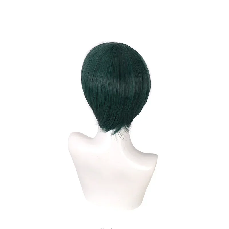 Anime 35cm Cosplay Wig Dark Green Short Heat Resistant  Hair Wigs Accessories