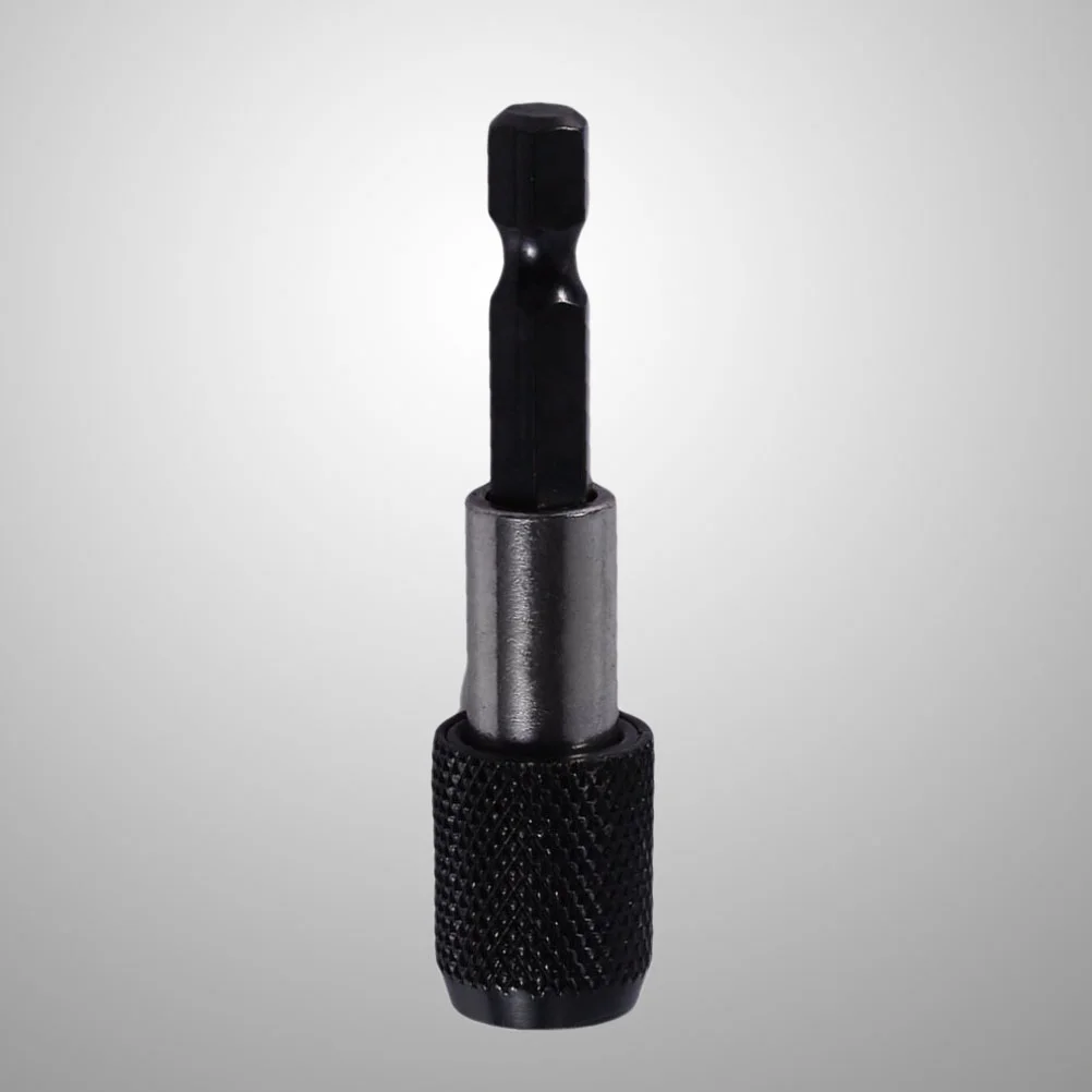 1/4 Hex 60mm Electric Drill Magnetic Screwdriver Bit Holder Magnetism Adjustable Extension Rod (Black)