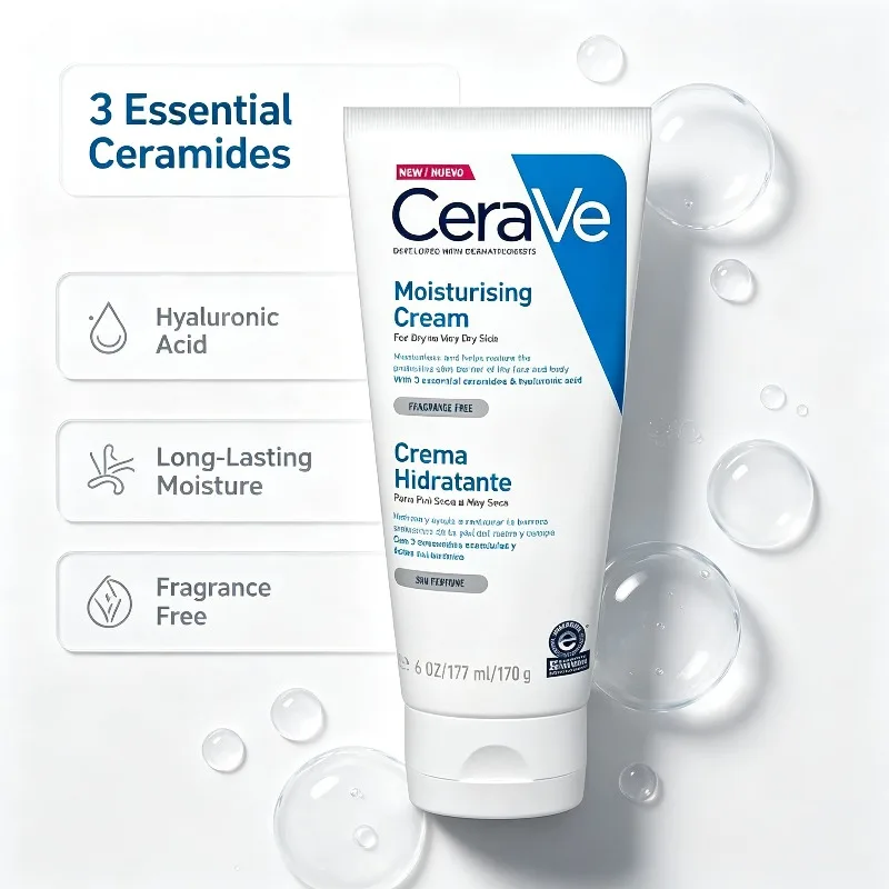 CeraVe Face & Body Moisturising Cream 170g, 3 Essential Ceramides & Hyaluronic Acid Skin Cream