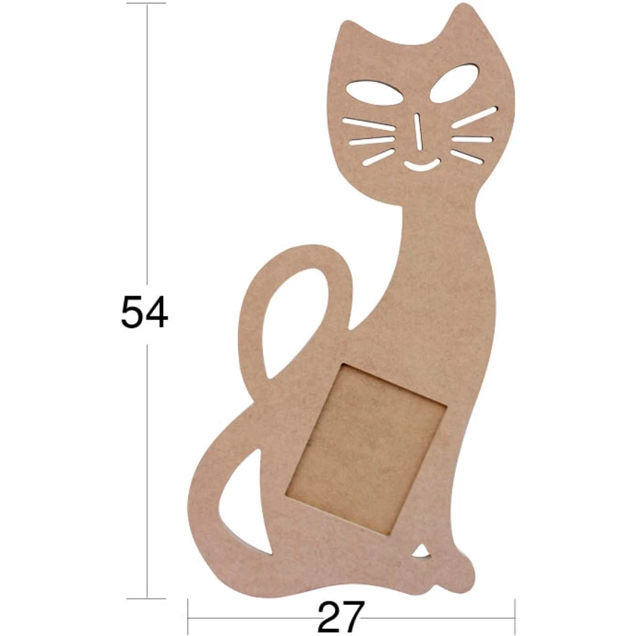 ÇER148 Cat Frame Left, Can Be Painted Mdf Picture Frame