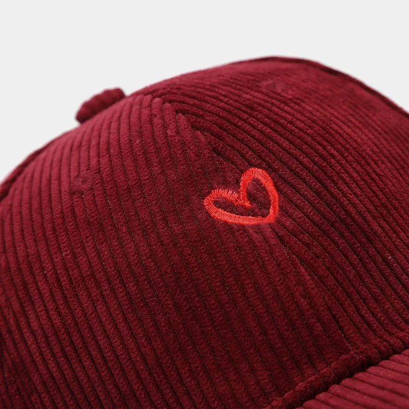 Neue Little Love bestickte Cord-Baseballmütze für Frühling und Herbst, koreanische Mode für Damen, einfacher Sonnenhut, Outdoor-Casual-Kappen – Detail 11