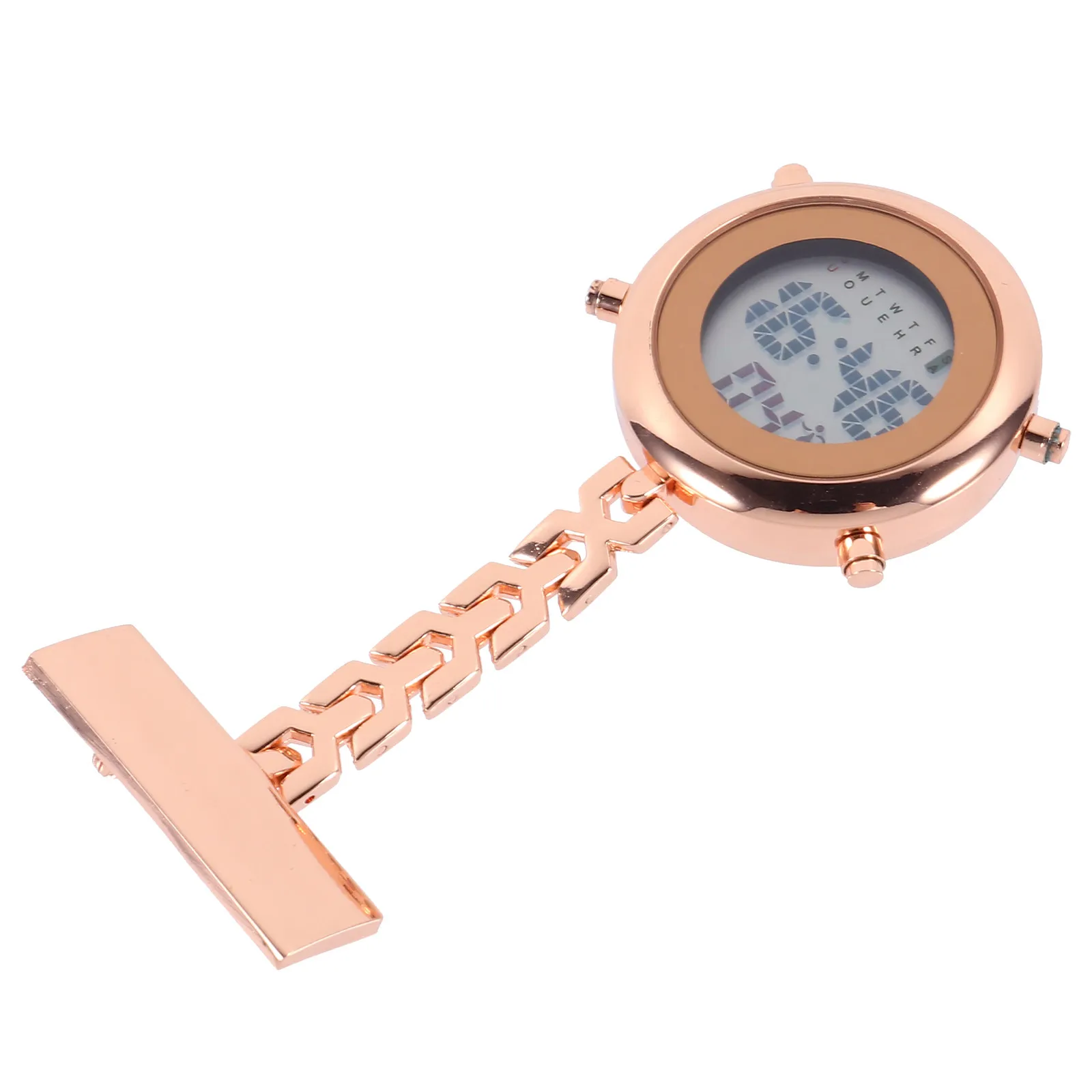 Digital Nurse Watch with Transparent Glass & Alloy Fob Badge – Unisex Medical Staff Lapel Pin