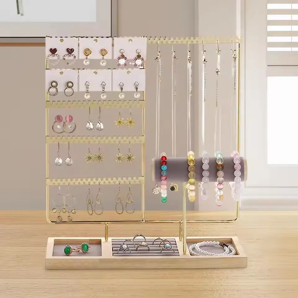 Sieraden Display Rack Oorbellen Ring Ketting Horloge Sieraden Plank Organisator Armband Standhouder Haken Opslag met Sieraden Lade