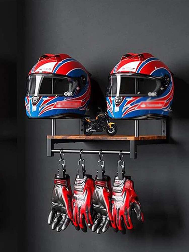 AliExpress HEROBIKER Motorcycle Helmet Wall Mount With Wooden Shelf Hooks Motocross And Bicycle Equipment Sports Brackets Motorcycle Accessories