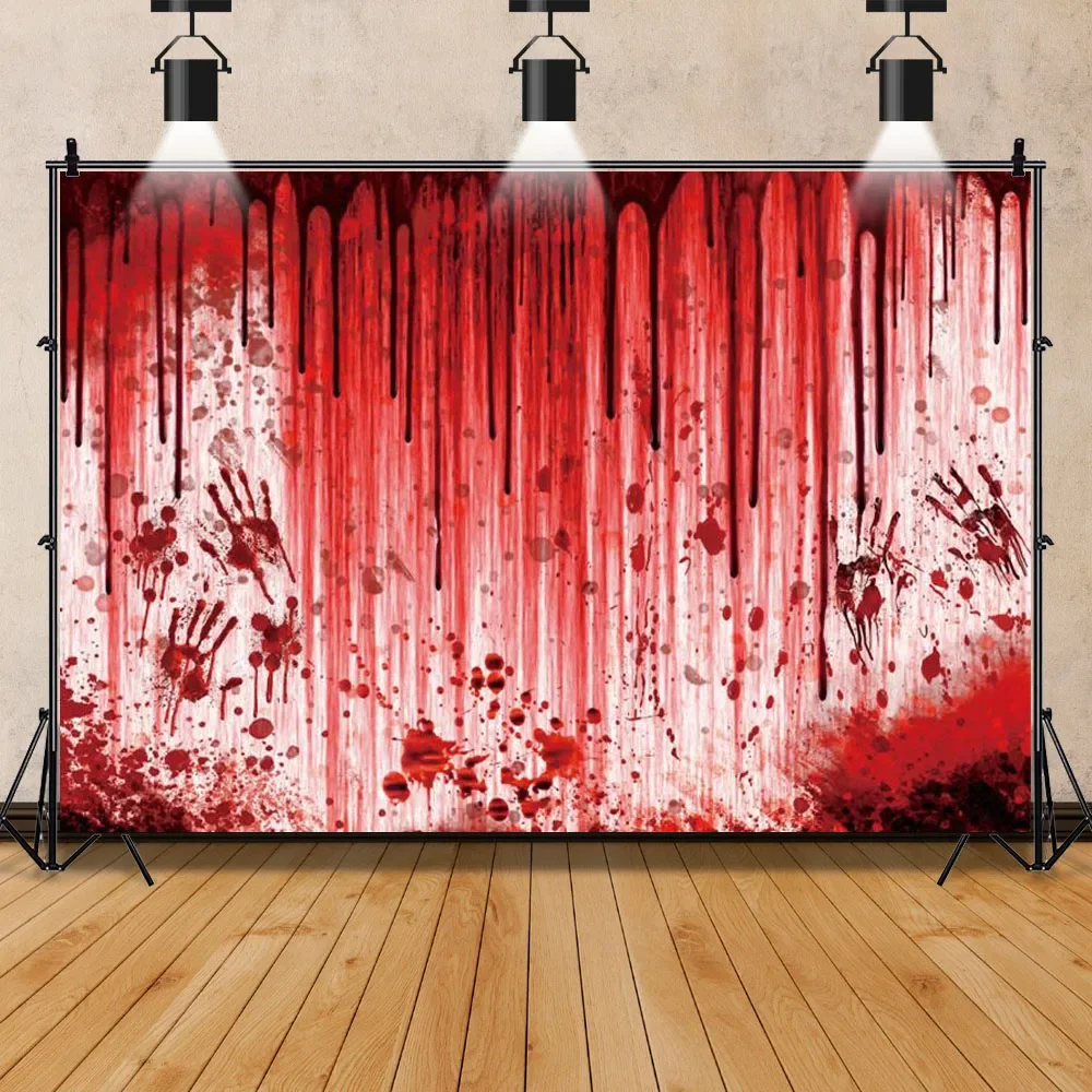 

Horror Halloween Scary Blood Splatter Backdrop Red Blood Dripping Ghost Shadow Zombie Vampire Photography Background Studio