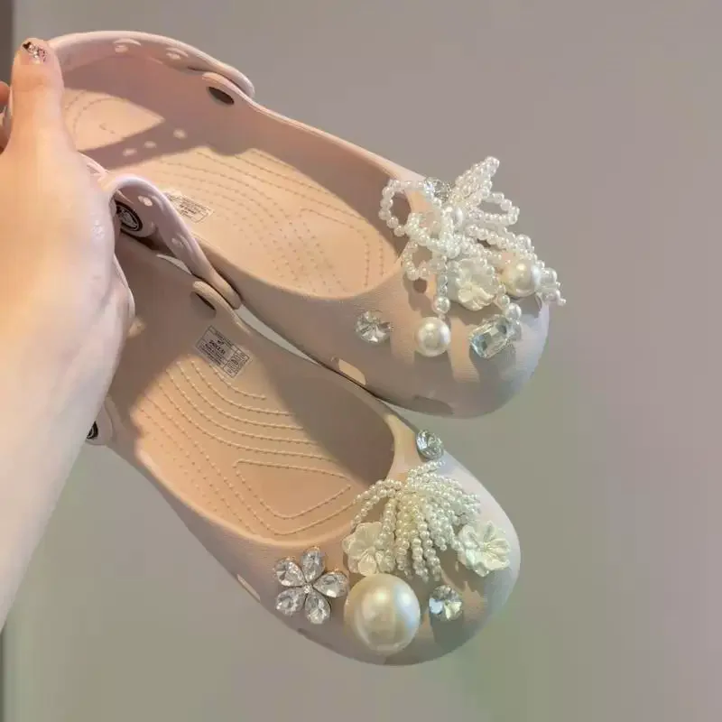 1 Set Women Ballet Shoes Charms Pack Fashion Shoe Decoration Luxury Pearl Rhinestone Flower Shoe Charms Kit DIY Shoe Accessories