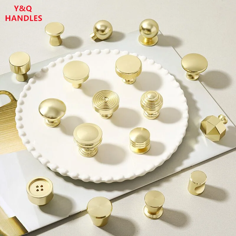 Handles Drawer Cabinet Furniture Kitchen Handles for Cabinet Knob Door Drawer Furniture Kitchen Golden Single hole Aluminium