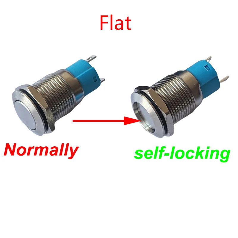 1 قطعة 12 مللي متر 2Pin زر معدني التبديل الإغلاق الثابت لا ضوء مقاوم للماء زر ضغط معدني الذاتي قفل لوحة سيارة عالية شقة رئيس