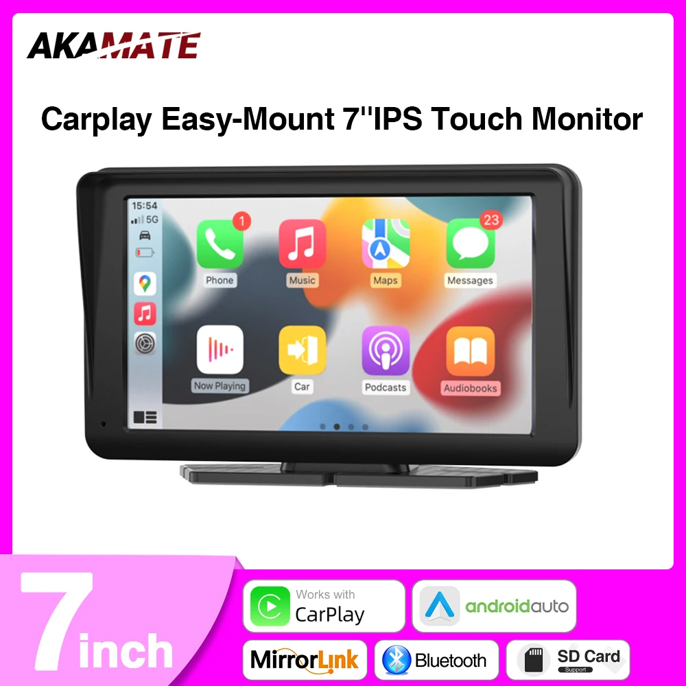 

AKAMATE 7inch Car Radio Monitor CarPlay Android Auto Multimedia Player Bluetooth WiFi AUX TF Card IPS Screen 2din Universal