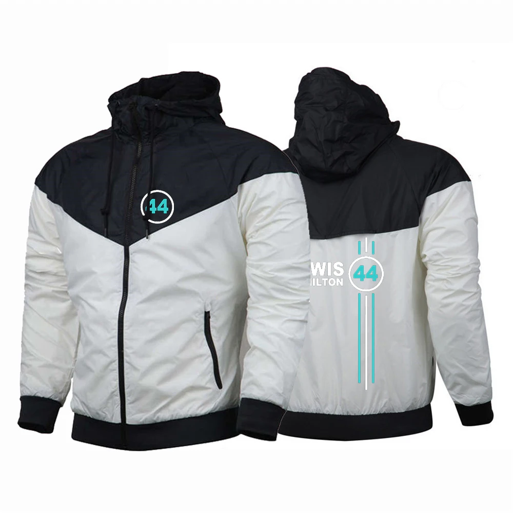 New F1 driver lewis hamilton number 44 new fashion baseball jacket outdoor sports jacket men's five-color hooded flying jacket