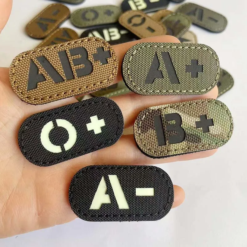 5*2.5CM IR Reflection Blood Type A B AB O POS NEG Embleem Hook and Loop Patches,Tactical Badges Clothes Stickers Glow in Dark - view 5