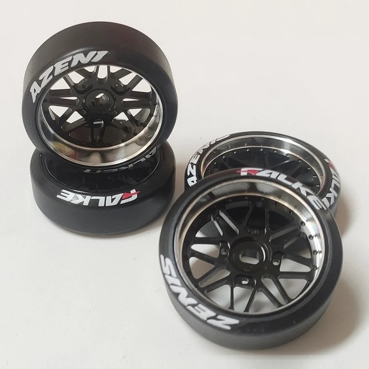 4pcs/set 22mm Metal Five-Star Wheel Hub with Drift Tires for 1/28 1/24 TG Racing DriftArt MINI-Q HGD1 Wltoys K989 RC Car Upgrade