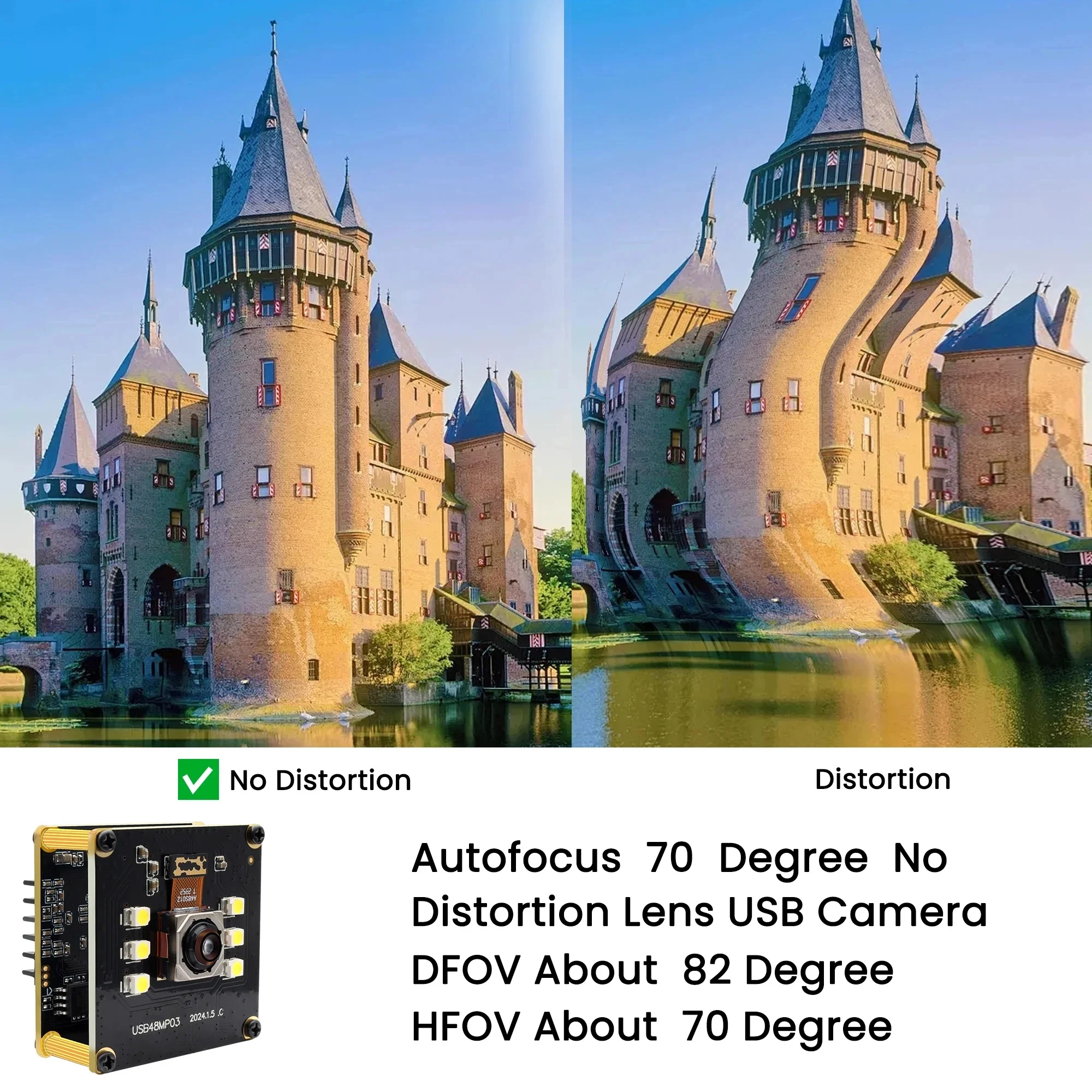 SVPRO 48MP Módulo de câmera USB 8K Fast Autofocus USB Webcam sem lente de distorção 6pcs LEDs brancos câmera para máquina industrial