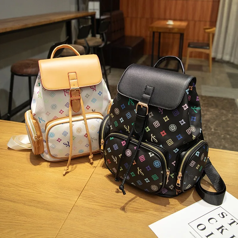 Women's Luxury Designer Backpack Large Capacity Travel Backpack Commuter Business Bag Fashion Drawstring School Bag for Girls image 3