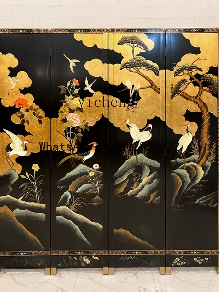 

LYY Niche Accordion Partition Living Room Partition Classical Tea Room Entrance Decoration Covering Folding