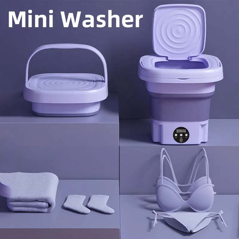 Mini Automatic Folding Washing Machine,Portable Home Underwear Elution Washer,8L Capacity,3 Speed Strong Power Cleaning,Health