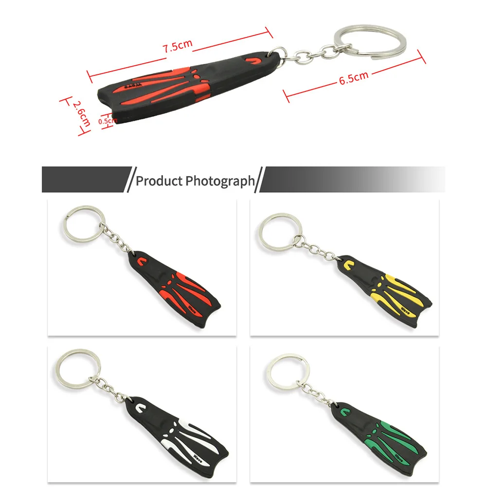 Key Ring Dive Fins Flippers Key Chain Holder Silicone Steel Keyring Keychain for Boat Kayak Surfing Sailing