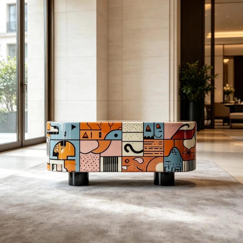 Medieval Modern Style Fiberglass Coffee Table Highlight Rectangle Cocktail Table Frame Villa Living Room Hotel Home Furniture