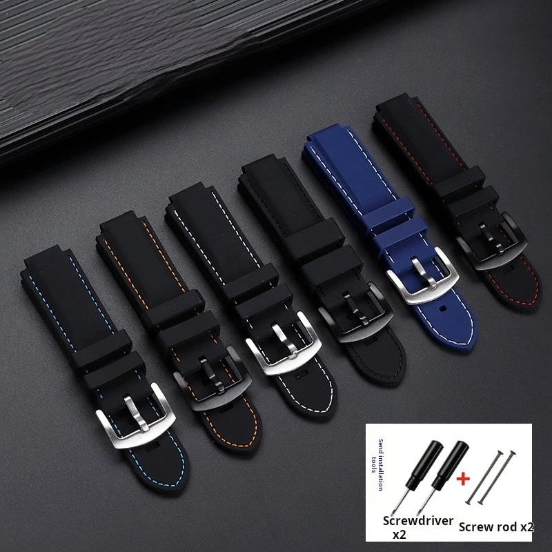 24*16mm Convex silicone strap For TIMEX Tidal T2N721 T2N720 TW2T76500 2T76300 Blue black sports waterproof rubber Watch band men