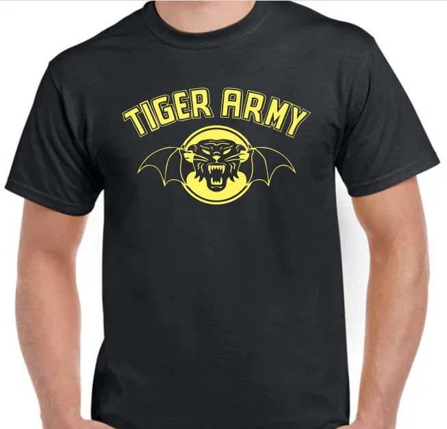 Tiger Army T shirt Tee Rock Band Music Punk Medal CBGB Psychobilly yellow