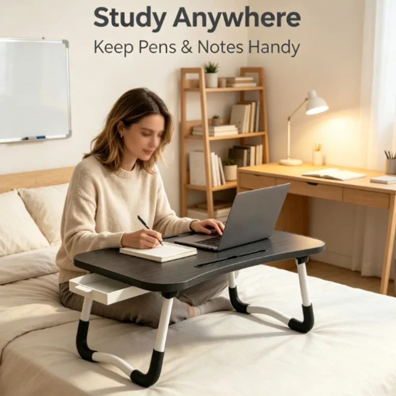 Foldable Bed Tray Table With Cup Holder 4 Foldable Bed Tray Table With Cup Holder