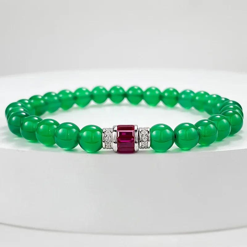 S925 Silver Inlaid Jade, Agate, Jade Marrow, Jade Bracelet, Chinese Style Bracelet, New Stroke Daily Fashion Style